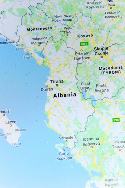 Ryazan Rússia Julho 2018 País Albânia Serviço Mapas Google — Fotografia de Stock