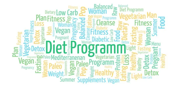 Dieta Programm Word Cloud Illustrazione Fatta Solo Con Testo — Foto Stock