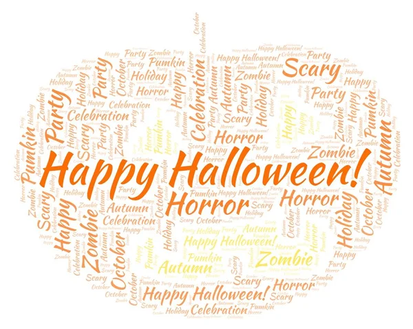 Mutlu Halloween balkabağı kelime bulutu şeklinde.