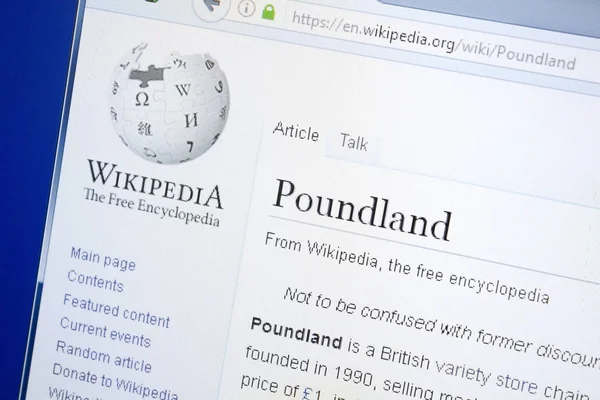 Ryazan, Rusya - 28 Ağustos 2018: Vikipedi sayfa hakkında Poundland Pc ekranda.