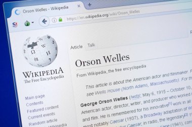 Ryazan, Rusya - 19 Ağustos 2018: Vikipedi sayfa hakkında Orson Welles Pc ekranda
