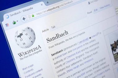 Ryazan, Rusya - 28 Ağustos 2018: Vikipedi sayfa hakkında Sandbach Pc ekranda.