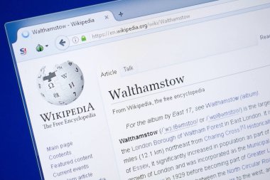 Ryazan, Rusya - 19 Ağustos 2018: Vikipedi sayfa hakkında Walthamstow Pc ekranda