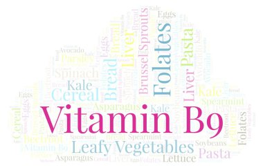 Vitamin B9 kelime bulutu.