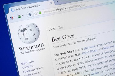 Ryazan, Rusya - 19 Ağustos 2018: Vikipedi sayfa hakkında Bee Gees Pc ekranda
