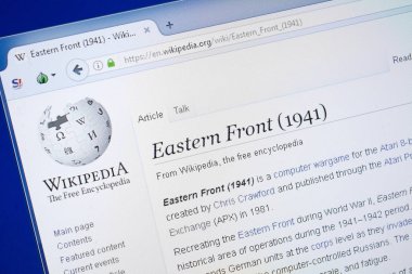 Ryazan, Rusya - 19 Ağustos 2018: Vikipedi sayfa hakkında Doğu Cephesi Pc ekranda