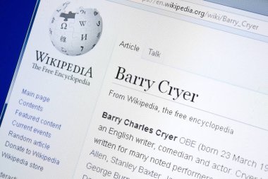 Ryazan, Rusya - 28 Ağustos 2018: Vikipedi sayfa hakkında Barry Cryer Pc ekranda.