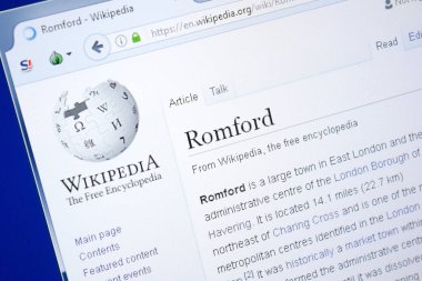 Ryazan, Rusya - 28 Ağustos 2018: Vikipedi sayfa hakkında Romford Pc ekranda.