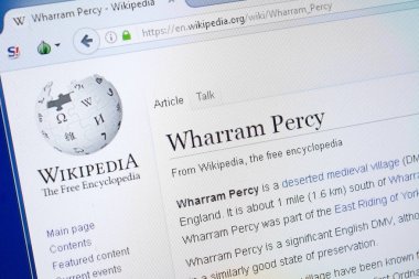 Ryazan, Rusya - 19 Ağustos 2018: Vikipedi sayfa hakkında Wharram Percy Pc ekranda