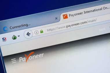 Ryazan, Rusya - 26 Ağustos 2018: Payoneer ana web sitesi Pc. Url - Payoneer.com görüntüleme