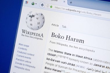 Ryazan, Rusya - 19 Ağustos 2018: Vikipedi sayfa hakkında Boko Haram Pc ekranda