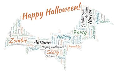 Yarasa kelime bulutu şeklinde Cadılar Bayramın kutlu olsun.