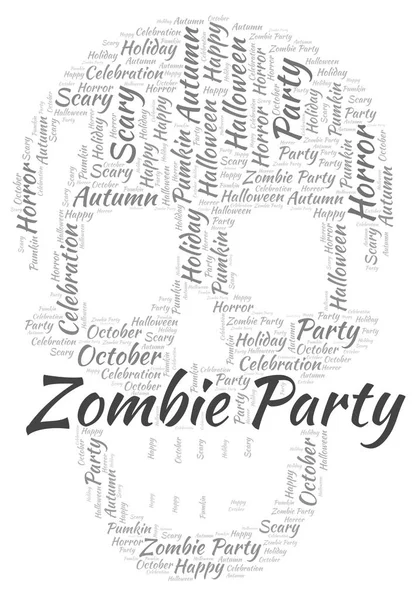 Zombi parti kafatası kelime bulutu şeklinde.