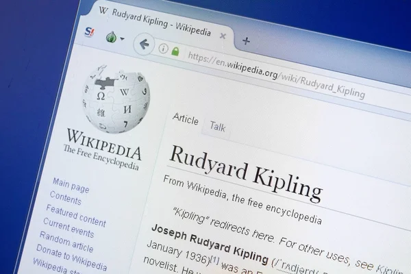 Ryazan, Rusya - 19 Ağustos 2018: Vikipedi sayfa hakkında Rudyard Kipling Pc ekranda