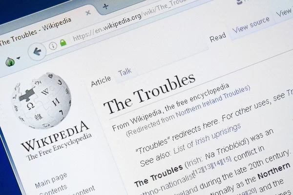 Rjazaň, Rusko - 28 srpna 2018: Wikipedie stránky o The potíže na monitoru Pc. — Stock fotografie