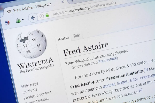 Ryazan, Rusya - 19 Ağustos 2018: Vikipedi sayfa hakkında Fred Astaire Pc ekranda