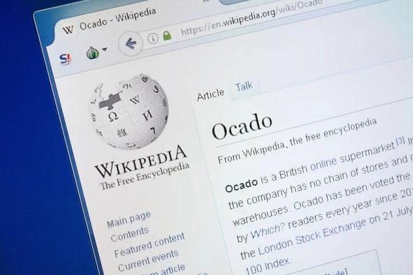 Rjazaň Rusko Srpna 2018 Stránce Wikipedie Ocado Monitoru — Stock fotografie