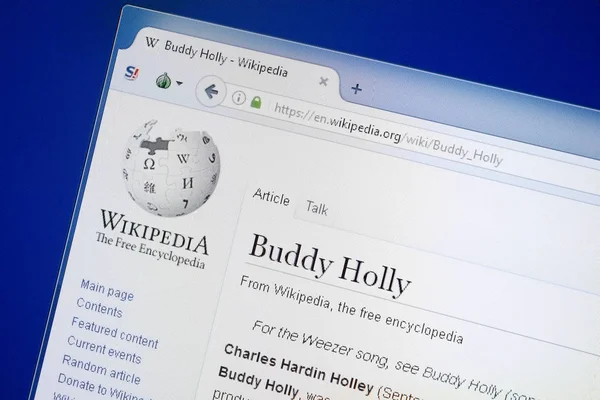 Ryazan Rusia Agosto 2018 Página Wikipedia Sobre Buddy Holly Pantalla — Foto de Stock
