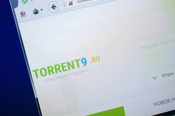 Ryazan, Rusia - 26 de agosto de 2018: Página web de Torrent9 en la pantalla del PC. Url - Torrent9.ru — Foto de Stock