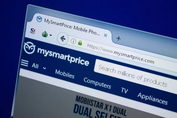 Ryazan, Rusya - 26 Ağustos 2018: Ana benim akıllı fiyat Web sitesinde Pc. Url - Mysmartprice.com görünümünü — Stok fotoğraf