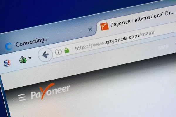 Ryazan, Rusia - 26 Agustus 2018: Laman web Payoneer pada tampilan PC. (Inggris) Payoneer.com — Stok Foto