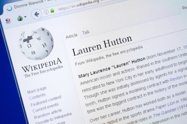 Ryazan, Rusya - 19 Ağustos 2018: Vikipedi sayfa hakkında Lauren Hutton Pc ekranda