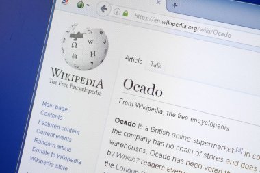 Ryazan, Rusya - 19 Ağustos 2018: Vikipedi sayfa hakkında Ocado Pc ekranda