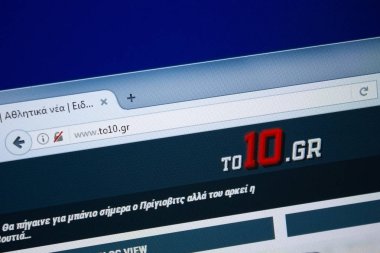 Ryazan, Rusya - 26 Ağustos 2018: To10 ana web sitesi Pc. Url - To10.gr görüntüleme
