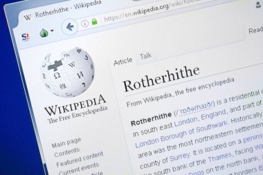 Ryazan, Rusya - 28 Ağustos 2018: Vikipedi sayfa hakkında Rotherhithe Pc ekranda.