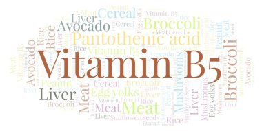 Vitamin B5 kelime bulutu.