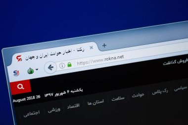 Ryazan, Rusya - 26 Ağustos 2018: Rokna ana web sitesi Pc. Url - Rokna.net görüntüleme