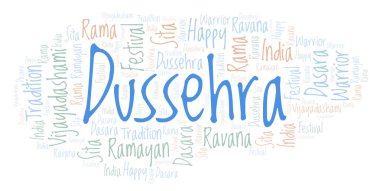 Dussehra kalp şekli kelime bulutu.