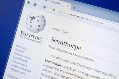 Ryazan, Rusya - 19 Ağustos 2018: Vikipedi sayfa hakkında Scunthorpe Pc ekranda