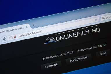 Ryazan, Rusya - 26 Ağustos 2018: Anasayfa Online Film-hd Web sitesi Pc. Url - Onlinefilm-hd.com görüntüleme