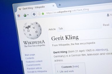 Ryazan, Rusya - 28 Ağustos 2018: Vikipedi sayfa hakkında Gerit Kling Pc ekranda.