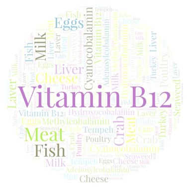 Bir daire şekli word Cloud B12 vitamini.