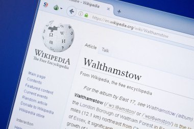 Ryazan, Rusya - 19 Ağustos 2018: Vikipedi sayfa hakkında Walthamstow Pc ekranda