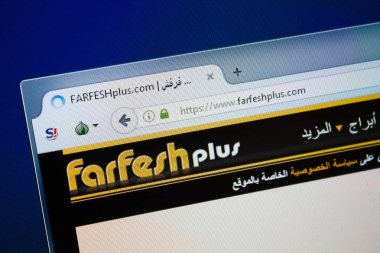 Ryazan, Rusya - 26 Ağustos 2018: Ana Farfesh artı web sitesi Pc. Url - Farfeshplus.com görüntüleme