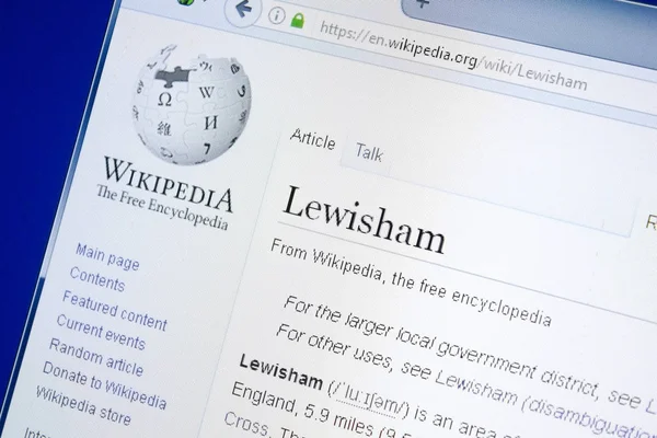 Ryazan, Rusya - 28 Ağustos 2018: Vikipedi sayfa hakkında Lewisham Pc ekranda.