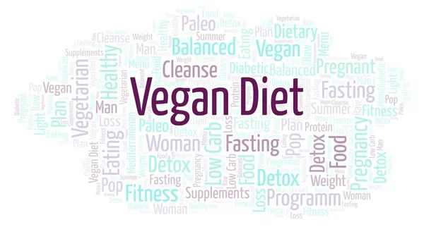 Vegan Diet word cloud - illustration made with text only.