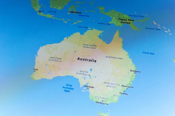 Ryazan Rusia Julio 2018 País Australia Servicio Mapas Google —  Fotos de Stock
