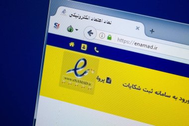 Ryazan, Rusya - 26 Ağustos 2018: Enamad ana web sitesi Pc. Url - Enamad.ir görüntüleme