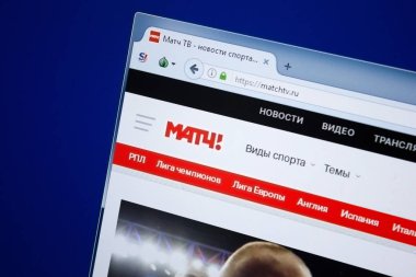 Ryazan, Rusya - 26 Ağustos 2018: Maç T V ana web sitesi Pc. Url - Matchtv.ru görüntüleme