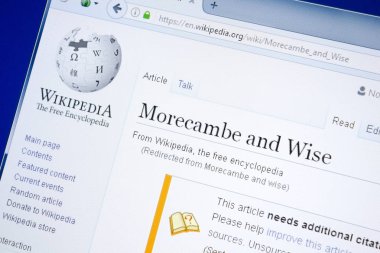Ryazan, Rusya - 28 Ağustos 2018: Vikipedi sayfa hakkında Morecambe ve bilge Pc ekranda.