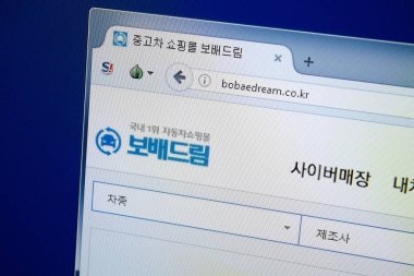 Ryazan, Rusya - 26 Ağustos 2018: Bobae rüya ana web sitesi Pc. Url - Bobaedream.co.kr görüntüleme