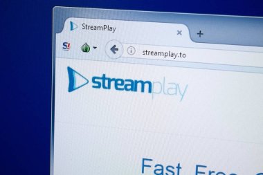Ryazan, Rusya - 26 Ağustos 2018: Web sitesi ana Stream of oyun Pc. Url - Streamplay.to görüntüleme