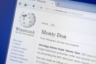 Ryazan, Rusya - 19 Ağustos 2018: Vikipedi sayfa hakkında Monty Don Pc ekranda