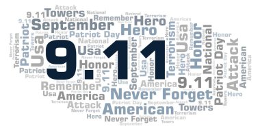 9 11 vatansever gün kelime bulutu. Yalnızca metin ile yapılan Wordcloud.