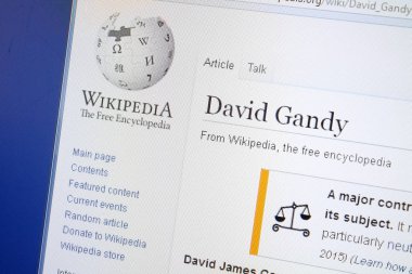 Ryazan, Rusya - 19 Ağustos 2018: Vikipedi sayfa hakkında David Gandy Pc ekranda