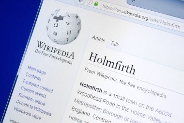 Ryazan, Rusya - 28 Ağustos 2018: Vikipedi sayfa hakkında Holmfirth Pc ekranda.